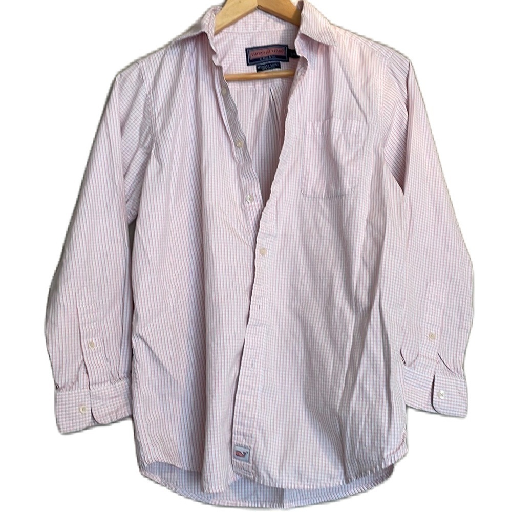Vineyard Vines Men's Long Sleeve M Pink Button Down Gingham Check Shirt EUC